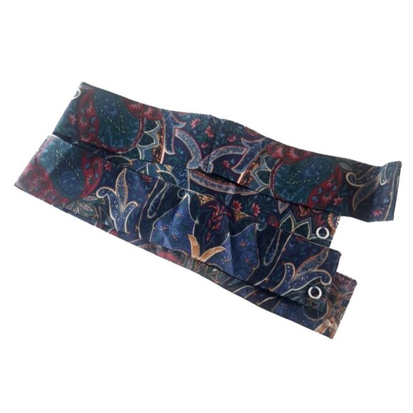 NEW Vintage Curtain Tiebacks NWOT Blue Red Lotus Flower 1980s Cottage 34x3 - Picture 1 of 3